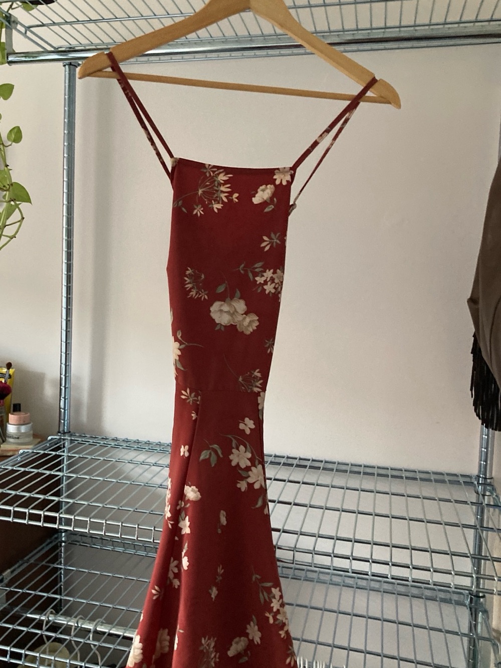 Brandy Melville Rust Floral Backless Slip Dress